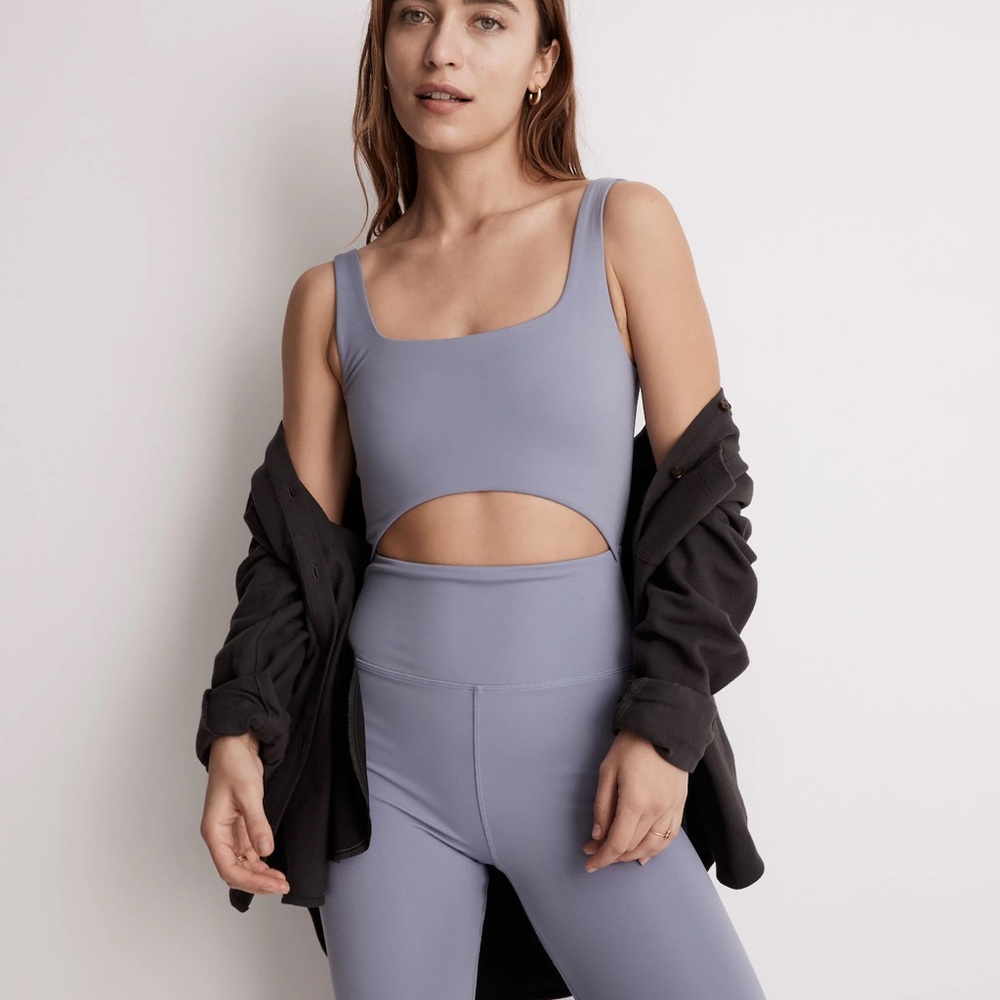 Madewell. MWL Flex Cutout Unitard. Size XXS. Dusk Peri. Like New.
